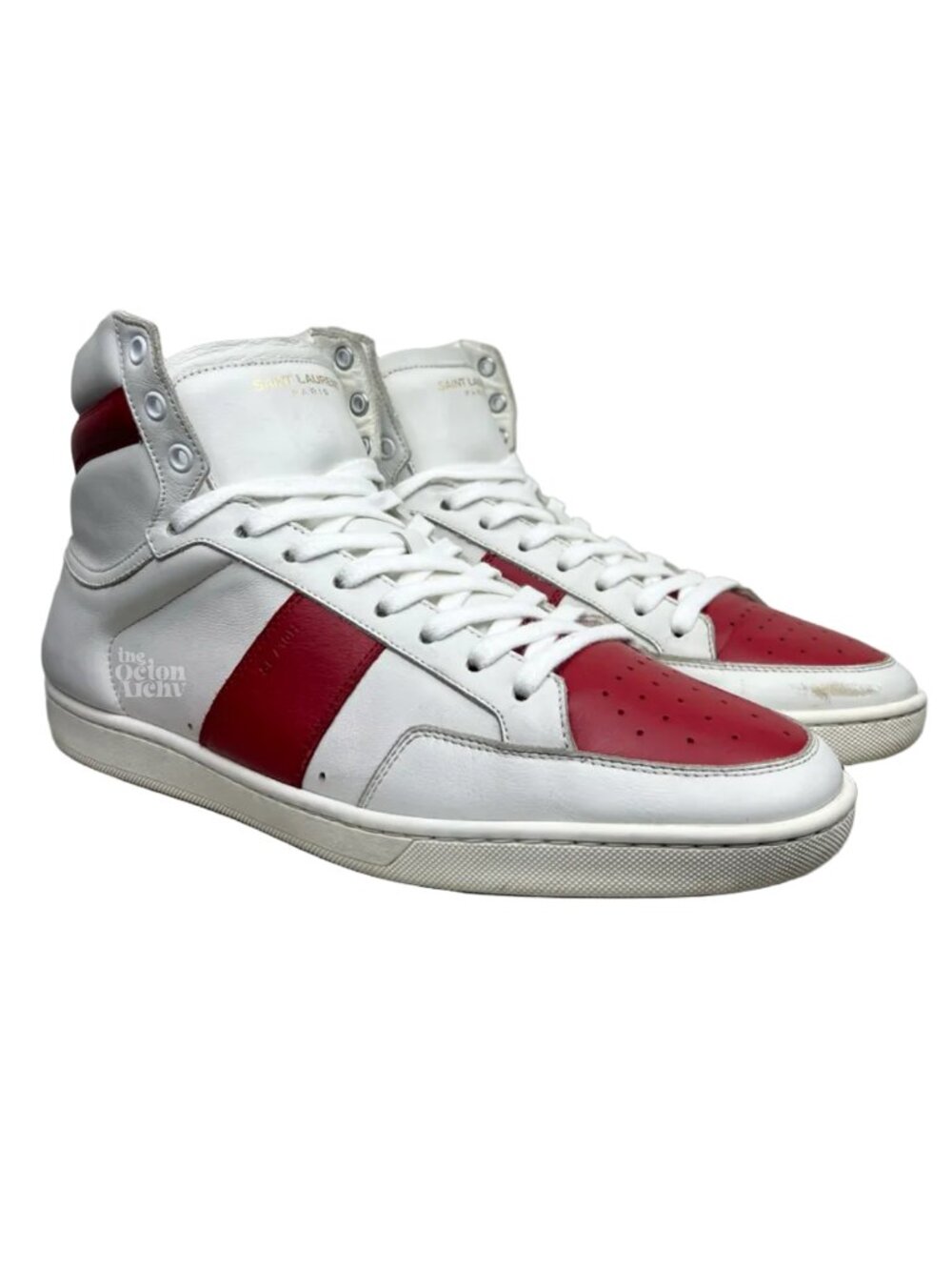 Size 11 Saint Laurent Signature Court Classic SL/10H High Top 418026 White Red